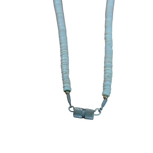 Vintage puka heishi coral pendant necklace abalone - Picture 4 of 5